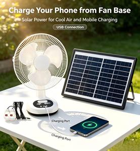 Ventilador de Mesa con Carga Solar para Exteriores a Bajo Precio, Ventilador Portátil con Panel Solar para Automóvil - Product Image 4