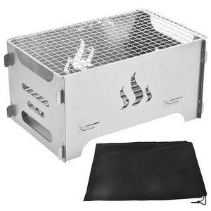 Parrilla Portátil <span class=keywords><strong>de</strong></span> Acero Inoxidable con Bolsa <span class=keywords><strong>de</strong></span> Almacenamiento, Pequeña Parrilla Plegable <span class=keywords><strong>de</strong></span> Carbón <span class=keywords><strong>para</strong></span> Acampar, <span class=keywords><strong>para</strong></span> Cocinar al Aire Libre y Barbacoa - Product Image 1