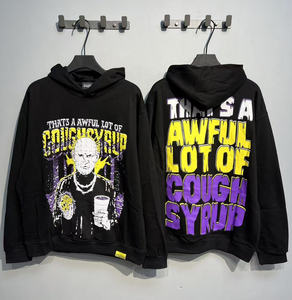 เสื้อฮู้ดดี้ผ้าคอตตอนหนานุ่มคุณภาพสูง พิมพ์ลาย "THAT'S A AWFUL LOT OF COUGH SYRUP" แบบสั่งทำพิเศษ ไซส์ใหญ่สำหรับผู้ชาย - Product Image 4