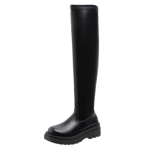 Botas Femininas Chiques de Couro PU Estilo Western Acima do Joelho com Palmilha de Borracha para Aumento de Altura – Última Tendência para o Inverno - Product Image 5