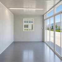Maison conteneur modulaire préfabriquée en verre trempé haute résistance avec balcon, idéale pour bureau de luxe dans la cour