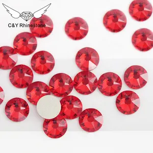CY 2088-diamantes de imitación Strass Siam de 16 caras, 8 grandes, pequeños diamantes de imitación, para uñas, parte trasera plana, a granel