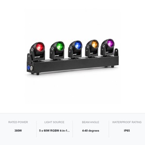 Barre LED mobile IP65 à 5 têtes 5x60W RGBW, inclinaison individuelle, rotation sans fin, projecteur de faisceau à pixels pour extérieur - Product Image 5