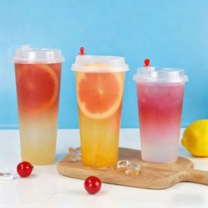 Gobelet à bulles pour jus de thé en PP rond de 90 mm, imprimé avec une marque personnalisée, jetable et scellé, avec couvercle - Product Image 1