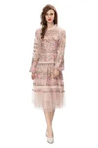 <span class=keywords><strong>Robe</strong></span> de luxe 2024 printemps été fête de mariage dames partout exquis broderie à manches longues <span class=keywords><strong>mi</strong></span>-mollet longueur <span class=keywords><strong>Tulle</strong></span> maille <span class=keywords><strong>robe</strong></span> - Product Image 5