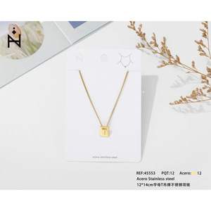 Collier en acier inoxydable avec pendentif lettre T 12x14cm, bijoux tendance - Product Image 3