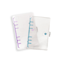 10 PCS Couvertures de classeur transparentes colorées à 6 anneaux, format poche, en PVC souple, pour carnet, protection de classeur à anneaux ronds