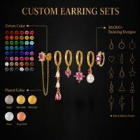 ZUOLA Ensemble de Boucles d'Oreilles Multi-Piercings en Gros, Plaqué Or 18K, Empilables, Fabricant de Parures de Bijoux