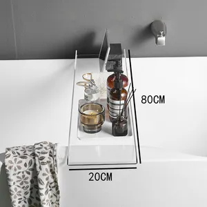स्पष्ट प्रकाश लक्जरी स्नान रैक एक्रिलिक बाथरूम भंडारण ट्रे विभाजन स्नान रैक के लिए स्पष्ट एक्रिलिक बाथटब चायदान ट्रे बाथरूम