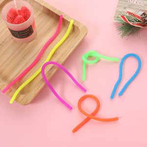 Factory Wholesale Colorful Soft Different Size Jelly Stress Relief Sensory Stretchy Elastic <b>Strings</b> Monkey Noodles Fidget Toys - Product Image 4