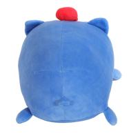 Coussin en peluche chat bleu mignon avec chapeau rouge, jouet en peluche doux et moelleux pour enfants, vente chaude