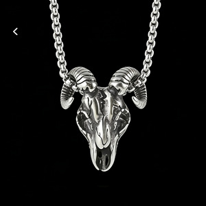 Collar con Colgante de Calavera de Carnero de Acero Inoxidable yunnique, Joyería Unisex con Signo del Zodiaco, Collares de Moda - Product Image 1