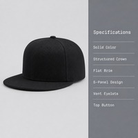 Casquette Snapback Structurée 6 Panneaux à Visière Plate OEM ODM en Sergé 100% Coton Unisexe Réglable Quatre Saisons avec Boucle Métallique Perforée au Laser