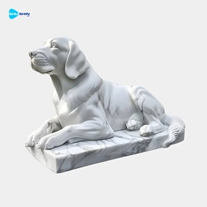 Sculpture de chien européenne en marbre blanc, faite à la main, personnalisable, statue de gardien pour jardin, porche, temple et villa, utilisation en extérieur - Product Image 3