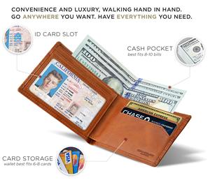 Portefeuille pour <span class=keywords><strong>homme</strong></span> Boshiho en <span class=keywords><strong>cuir</strong></span>, <span class=keywords><strong>porte</strong></span>-cartes de crédit à rabat, avec protection RFID, en <span class=keywords><strong>cuir</strong></span> de vachette, ultra-fin, grande capacité - Product Image 4