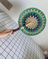 Éventail mural rond en jonc de mer tressé à la main, design contemporain, pour la décoration de la maison et des maisons d'hôtes, attrayant pour les anniversaires