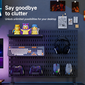 Système de panneaux perforés multifonctionnels pour le gaming sans perçage, <span class=keywords><strong>organisateur</strong></span> mural pour une installation facile et une organisation optimale de votre bureau de jeu - Product Image 1