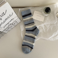 Chaussettes unisexes SN à motif color block, broderie style animal de dessin animé, design rétro japonais, respirantes, avec détail de revers jetable