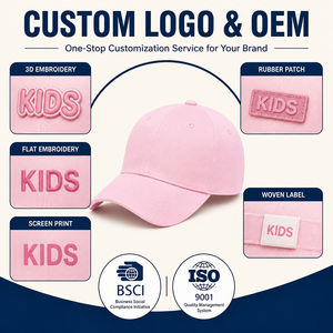 Casquette de baseball <span class=keywords><strong>rose</strong></span> personnalisée pour enfants, 6 panneaux, en coton structuré, ajustable, pour filles, extérieur, été, OEM, vente en gros, faible MOQ - Product Image 5