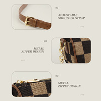 Sac à main cylindrique mini à carreaux pour femme, sac à bandoulière en toile à motif damier, sac à chaîne pour femme