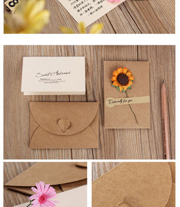 Cartes de vœux créatives avec fleurs séchées pour mariage, fête des enseignants, Saint-Valentin, remerciement, carte de bénédiction manuscrite en papier - Product Image 3