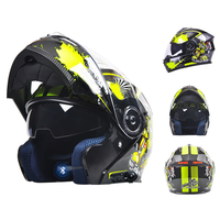 Casque de moto à visière double rabattable en ABS, sécurité intégrale, feu arrière LED pour toutes les saisons