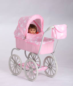 Poussette <span class=keywords><strong>Landau</strong></span> de Luxe avec Grande Roue et Sac Jouets de Jeu pour Préscolaire Parfaite Poupée Classique Accessoires - Product Image 2