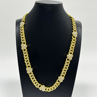 Ensemble de bijoux pas cher : Collier cœur en alliage hip-hop entièrement incrusté de strass et bracelet chaîne cubaine