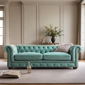 Đồ nội thất phổ biến 2025 Khả năng tải cao ODM OEM lắp ráp bằng tay chần sợi vòng tình yêu ghế + một ghế sofa 2 mảnh màu xanh sofa cắt - Product Image 2