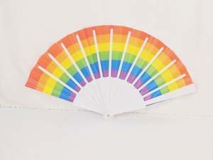 Abanico de Mano de Plástico Blanco Premium de 23 cm con Impresión de Arcoíris de un Solo Lado para Suministros Promocionales de Fiesta OEM/ODM al por Mayor - Product Image 5