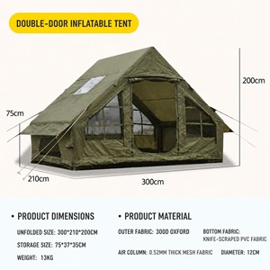 Luxury Inflatable Camping <b>Tent</b> 6-8 Person, <b>Waterproof</b> Four-Season Oxford Family Outdoor Air <b>Tent</b> with Skylight and Pump - Product Image 2
