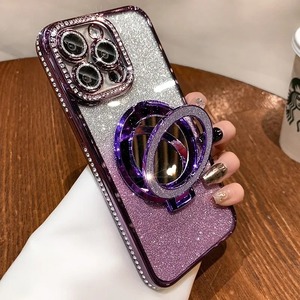 เคสโทรศัพท์มือถือ iPhone16 แบบแม่เหล็กพร้อมขอบกลิตเตอร์ ประดับเพชร ดีไซน์กระจกใสเคลือบเงา - Product Image 5