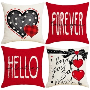Federa Decorativa in Poliestere <span class=keywords><strong>con</strong></span> Motivo a Lettere Quadrate Stile Americano per San Valentino, per Soggiorno, Camera da Letto, Divano e Letto - Product Image 1
