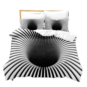 Großhandel Quilt Bett bezug Set Bettwäsche Luxus Seide Satin Bettwäsche 3D Printed Abstract Series