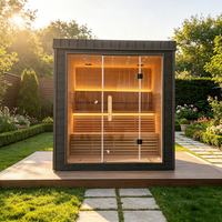 Cabine de sauna carrée autoportante pour jardin, sauna extérieur en bois résistant aux intempéries