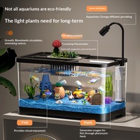 Aquarium de bureau miniature en plastique transparent de luxe avec éclairage LED intégré et pompe à eau pour un changement d'eau facile, idéal pour la maison ou le bureau.