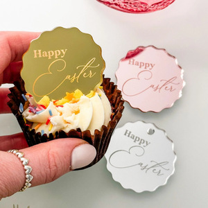 ที่ประดับเค้กอีสเตอร์รูปน้ำผึ้งและน้ำตาลหวาน ป้ายอะคริลิคแบบกระจกสีทอง เงิน โรสโกลด์ ชมพู ม่วง สำหรับตกแต่งงานปาร์ตี้ - Product Image 1