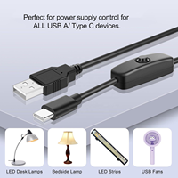 Câble USB-A mâle vers Type C mâle avec interrupteur marche/arrêt, câble de charge USB 2.0 pour éclairage LED, faible MOQ