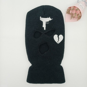Benutzer definierte rosa gestrickte Drei-Loch-Skimask Winter 3-Loch mit Stickerei Sturmhaube - Product Image 6