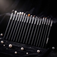 Lot de 20 pinceaux de maquillage professionnels pour yeux, sourcils, eyeliner, avec manche en bois et poils synthétiques, pour le visage, le correcteur, le gloss et le mascara