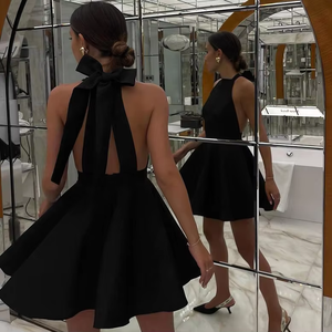 Abbigliamento da donna abito nero a vita alta senza maniche gonna corta nuova moda primavera senza <span class=keywords><strong>recensioni</strong></span> - Product Image 1