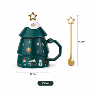 High-Value Creative Christmas Ceramic Coffee Mug Classic Design Includes Spoon <b>for</b> Office Home Use <b>for</b> Wholesale Presentations - Product Image 1