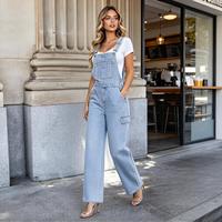 Salopette en jean lavable en machine avec détail poche, style Dungarees, pour un look quotidien décontracté