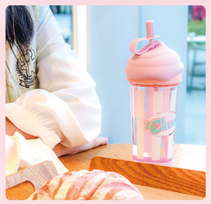 Madou – tasse de paille en forme de crème glacée pour l'été, tasse à café en plastique, bouteilles de Sport pour enfants, gobelet froid personnel, bouteilles <span class=keywords><strong>d</strong></span>'eau pour enfants - Product Image 5