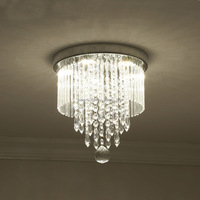 Lustre rond moderne en cristal, en acier inoxydable poli, luminaire de plafond en verre pour chambre à coucher, salon, hôtel, villa