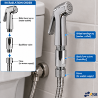 Robinet anti-retour double mini en laiton certifié sans plomb, à faible teneur en plomb, avec raccord femelle et mâle pour tuyau de douche et douchette bidet