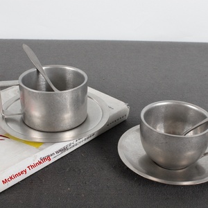 Set di Tazze da Caffè Vintage in Acciaio Inox 304 Satinato con Cucchiaio, Stile Industriale Storico per Uso in Ufficio - Product Image 4