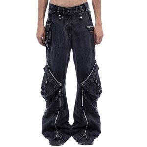 Pantalones Cargo Americanos de Moda Urbana Y2K, con Múltiples Bolsillos y Cremallera, Nueva Colección de Primavera-Otoño, Jeans de Pierna Ancha Recta - Product Image 1