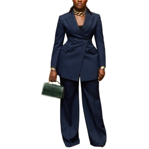 Traje de Dos Piezas para Mujer, Color Sólido, para Ir al Trabajo, con Cintura Ajustada, Cuello Camisero, Botones y Pantalones, a la Moda - Product Image 4