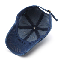 Vente en gros casquettes en jean uni noir bleu 6 panneaux à bord incurvé en demin casquettes vente de chapeaux de cowboy pour femmes